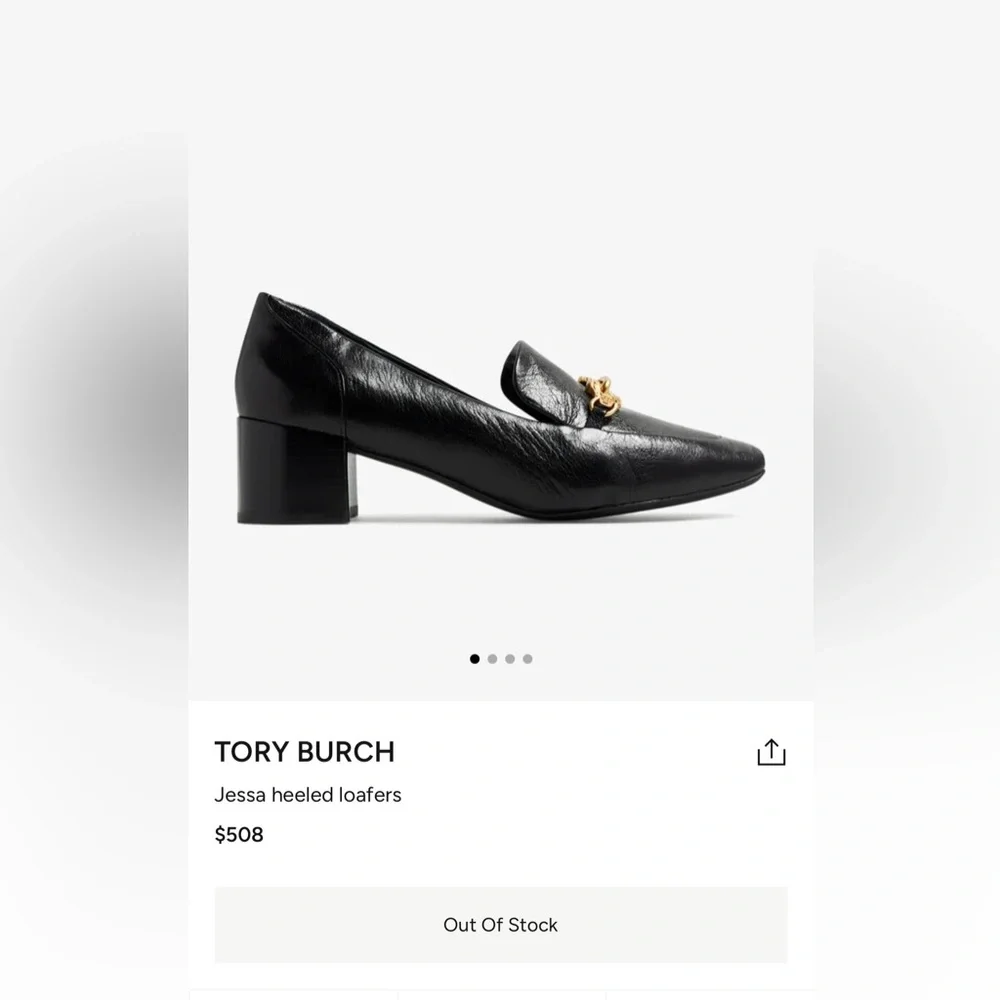 New Tory Burch Jessa heeled horse- head loafers, black leather sz 8.5. - Picture 4 of 16